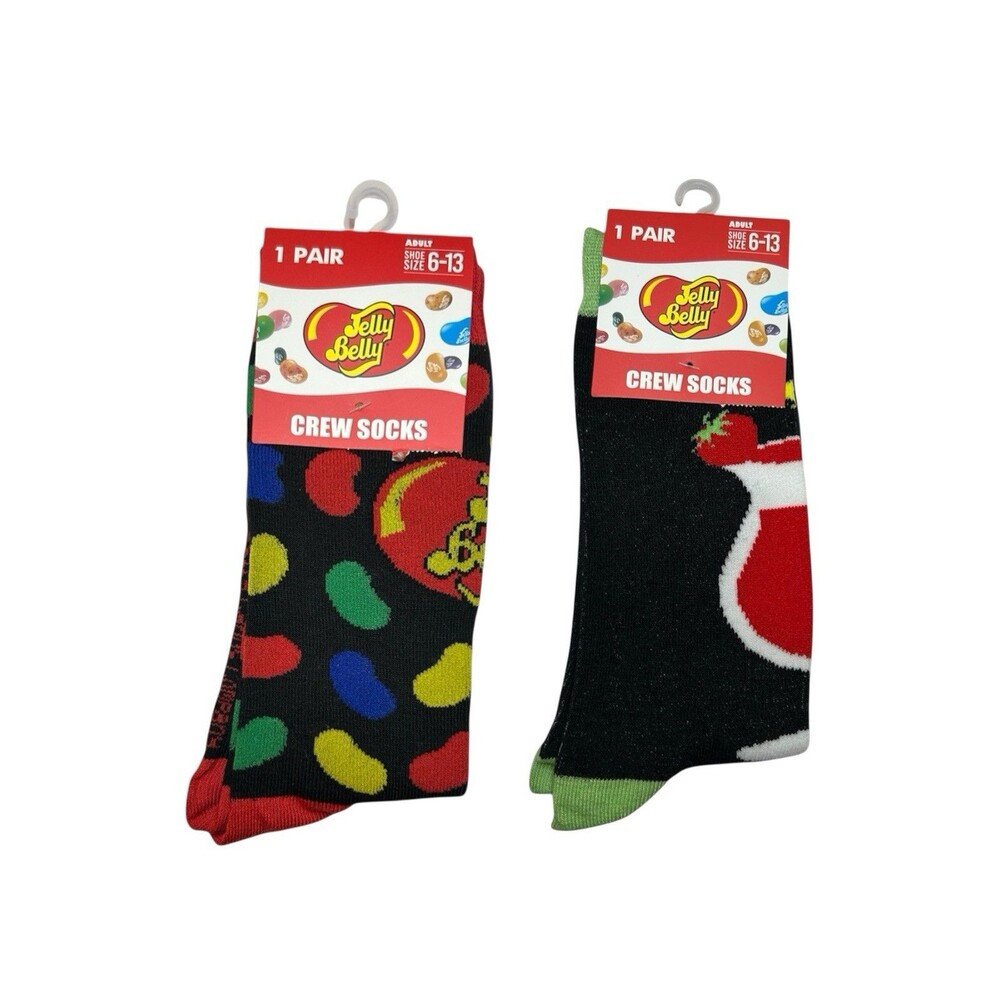 2x Jelly Belly Novelty Crew Socks Adult Set Size 6-13